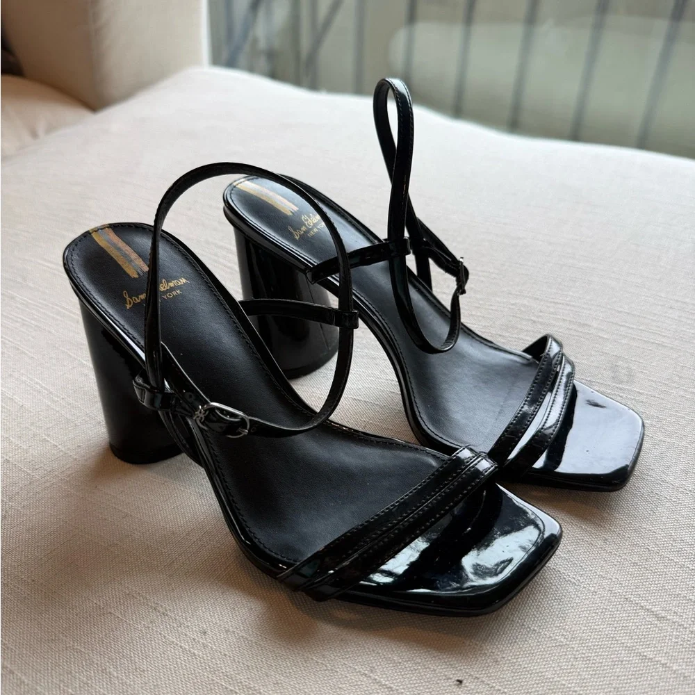 Black strappy sandal heels